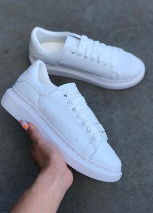 Alexander mcqueen all white полностью белые кожаные кроссовки маквин (36-40)💜