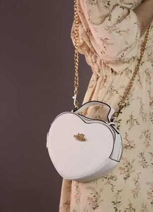 Женская сумка coach heart white, женская сумка коуч сердце белого цвета2 фото