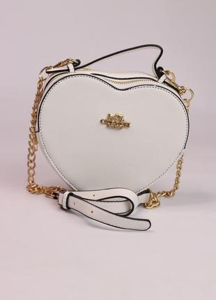 Женская сумка coach heart white, женская сумка коуч сердце белого цвета5 фото