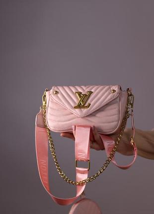 Жіноча сумка louis vuitton multi pochette pink женская сумка, брендова сумка louis vuitton multi pochette pink