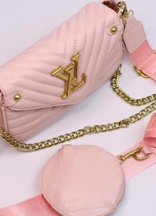 Жіноча сумка louis vuitton multi pochette pink женская сумка, брендова сумка louis vuitton multi pochette pink4 фото