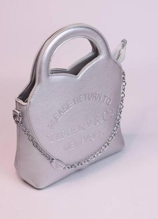 Женская сумка tiffany&co mini tote bag silver, женская сумка тиффани энд ко серебряного цвета