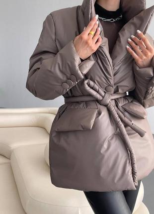 Зимова та демісезонна куртка kytyur з плащівки з просоченням люкс якості, матова на силіконі колір кемел2 фото