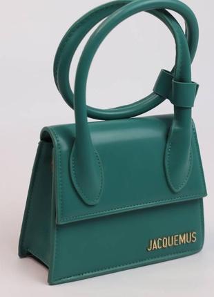 Жіноча сумка jacquemus le chiquito noeud green, женская сумка, жакмюс зеленого кольору