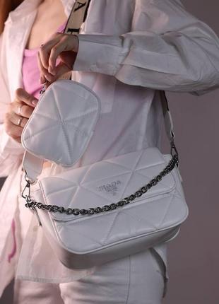 Женская сумка prada white, женская сумка, прада белого цвета3 фото
