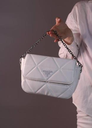 Женская сумка prada white, женская сумка, прада белого цвета4 фото