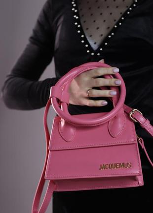 Женская сумка jacquemus le chiquito noeud pink, женская сумка жакмюс розового цвета3 фото