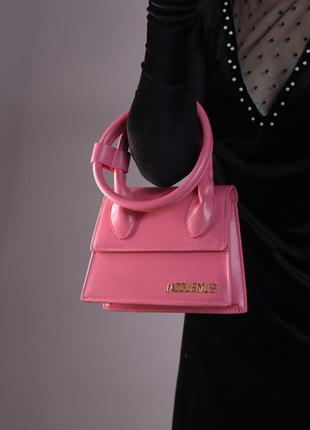 Женская сумка jacquemus le chiquito noeud pink, женская сумка жакмюс розового цвета5 фото