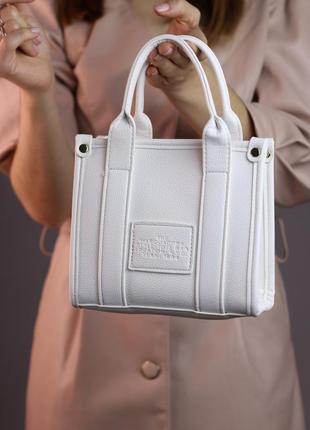Женская сумка marc jacobs tote bag mini white женская сумка, сумка марк джейкобс тоте бег мини белого цвета1 фото