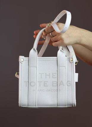 Женская сумка marc jacobs tote bag mini white женская сумка, сумка марк джейкобс тоте бег мини белого цвета5 фото