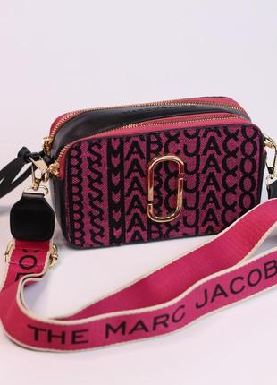 Женская сумка marc jacobs logo crimson/black, женская сумка, марк джейкобс малинового/черного цвета