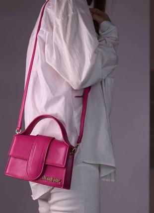 Женская сумка jacquemus mini fuxia, женская сумка, жакмюс цвета фуксии3 фото