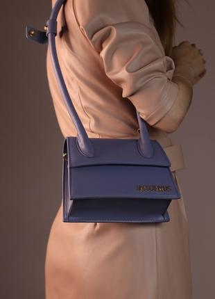 Жіноча сумка jacquemus le chiquito noeud blue, женская сумка, жакмюс синього кольору3 фото