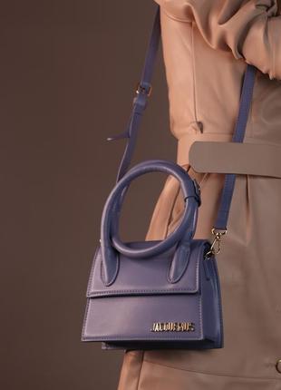 Жіноча сумка jacquemus le chiquito noeud blue, женская сумка, жакмюс синього кольору4 фото