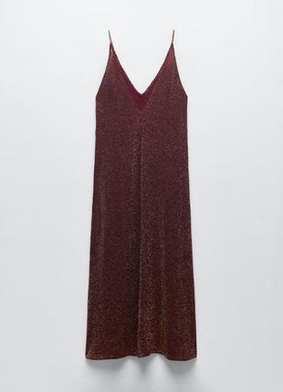 Красива бордова сукня з блискучою ниткою2 фото