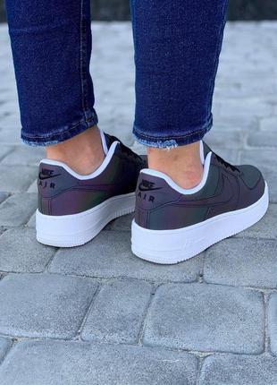 Полностью рефлективные женские кроссовки nike air force (36-40)💜5 фото