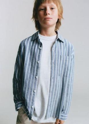 Стильна сорочка рубашка з довгим рукавчиком для хлопчика  zara (зара) полоска3 фото