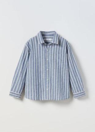 Стильна сорочка рубашка з довгим рукавчиком для хлопчика  zara (зара) полоска4 фото