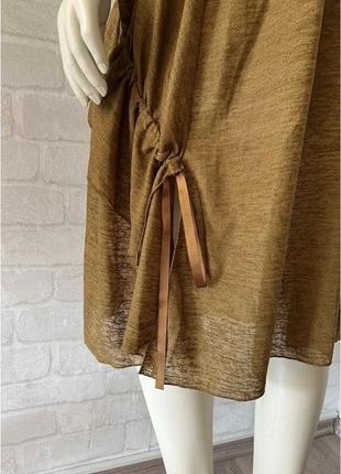 Гірчично- коричнева сукня oversize zara із стяжками по боках8 фото