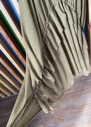 Гірчично- коричнева сукня oversize zara із стяжками по боках6 фото