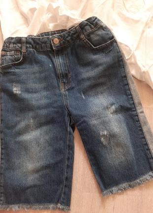 Подовжені джинсові шорти  140 см5 фото