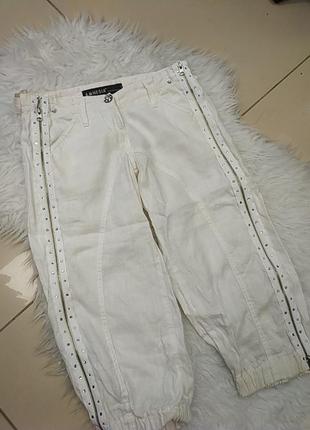 Белые капри шорты лен1 фото