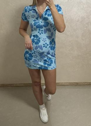 Жіноче плаття-поло. голубе. розмір с. shein4 фото