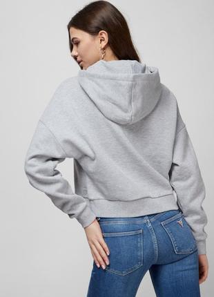 Стильний жіночий світшот/худі zara сірого кольору, укорочений, з капюшоном,1 фото