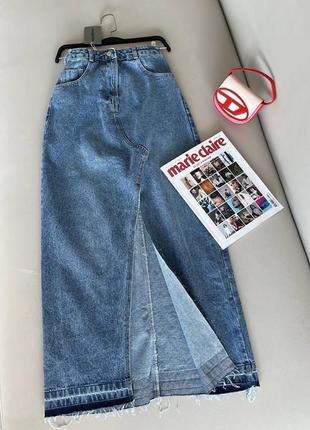 Жіноча міді джинсова спідниця у стилі diesel1 фото