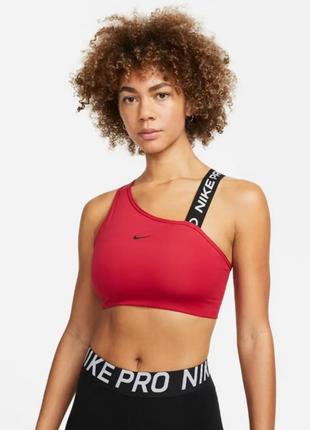 Спортивний топ жіночий nike pro dri-fit swoosh asymmetric bra оригінал1 фото