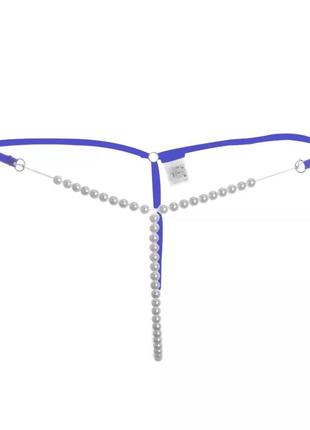 Стрінги з перлами сині - розмір універсальний (на резинці), 50% latex, 50% поліестер1 фото