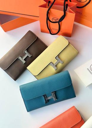 Жіночий шкіряний клатч-гаманець у стилі hermes