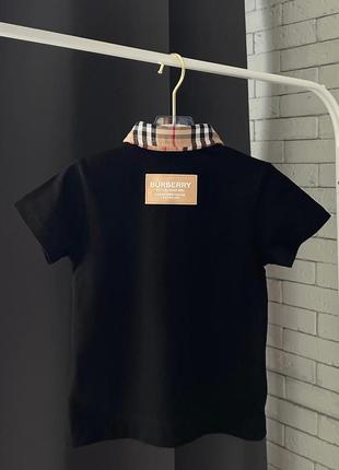 Черная хлопковая футболка – поло burberry3 фото