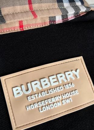 Черная хлопковая футболка – поло burberry5 фото