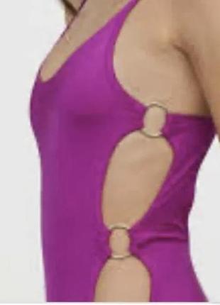 Сдельный фиолет купальник h&m цвета фуксии с вырезами и кольцами м, 465 фото