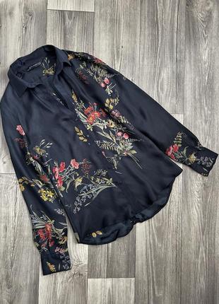 Вишукана сорочка в квітковий принт з натурального шовку silk ♥️1 фото
