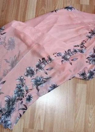 Шифоновое макси платье в пол персикового цвета в цветы m-l.48-504 фото