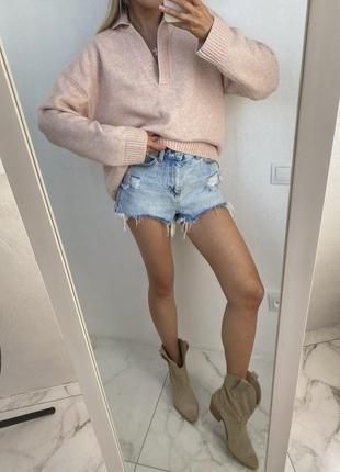 Шерстяной розовый свитер поло h&m3 фото