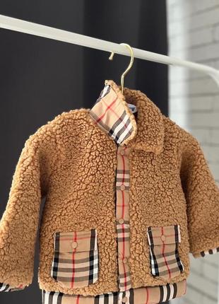 Шубка - кофта, детская куртка тедди burberry4 фото