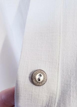 Новая удлиненная льняная лен+вискоза белоснежная  блуза рубашка винтаж6 фото