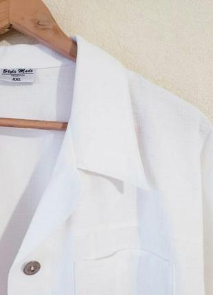 Новая удлиненная льняная лен+вискоза белоснежная  блуза рубашка винтаж10 фото