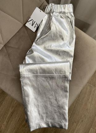 Нові трендові срібні брюки zara3 фото