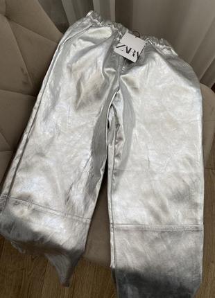 Нові трендові срібні брюки zara4 фото