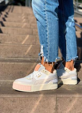 Puma cali white sport шикарные женские кроссовки пума серого цвета (36-40)💜3 фото