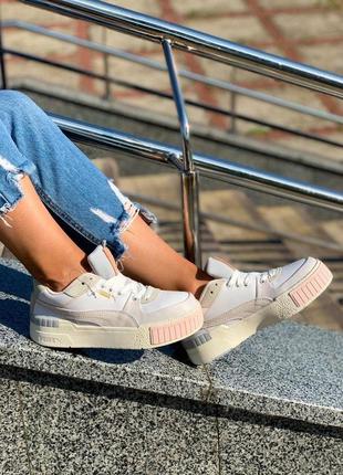 Puma cali white sport шикарные женские кроссовки пума серого цвета (36-40)💜9 фото