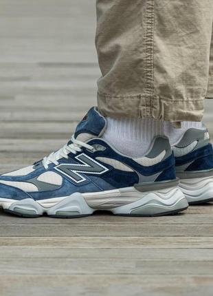 Чоловічі кросівки new balance 9060 замшеві сині з білим нью беленс 9060 весняні (b)