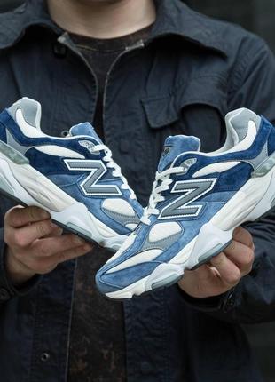 Мужские кроссовки new balance 9060 замшевые синие с белым нью беленс 9060 весенние (b)4 фото