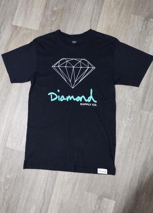 Мужская чёрная хлопковая футболка с принтом / поло / diamond / мужская одежда / чоловічий одяг /