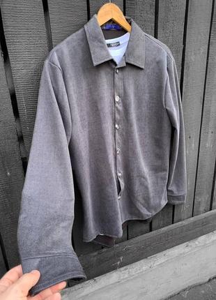 Мужская рубашка котоновая оверсайз черная весенняя осенняя на пуговицах (b)7 фото