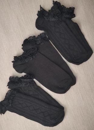 Шкарпетки, носки, носочки, з кружевом, чорні,  з мереживом, 6-8р3 фото